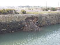 Partial collapse of the Carnsew Quay wall Partial collapse of the Carnsew Quay wall